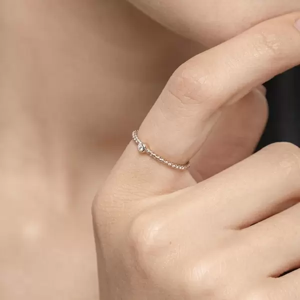 Leaf Jewelry Ring Solitaire, 18 K Rosegold Nur für heute
