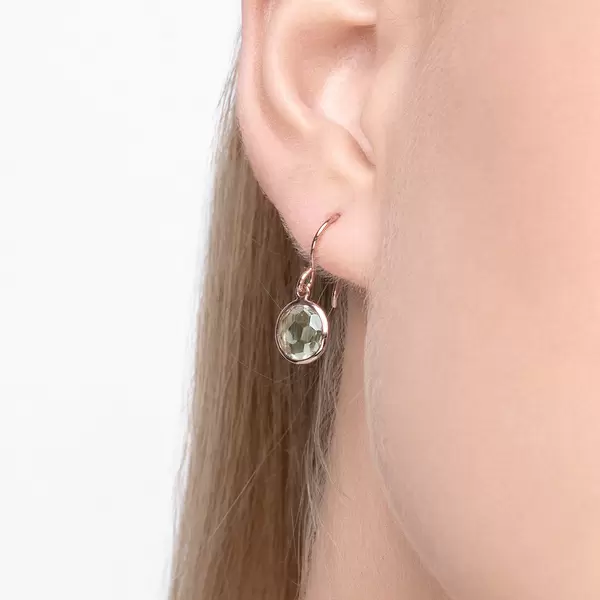 Leaf Jewelry Ohrringe Grüner Amethyst, 14 K Rosegold Sonderangebot der Fabrik