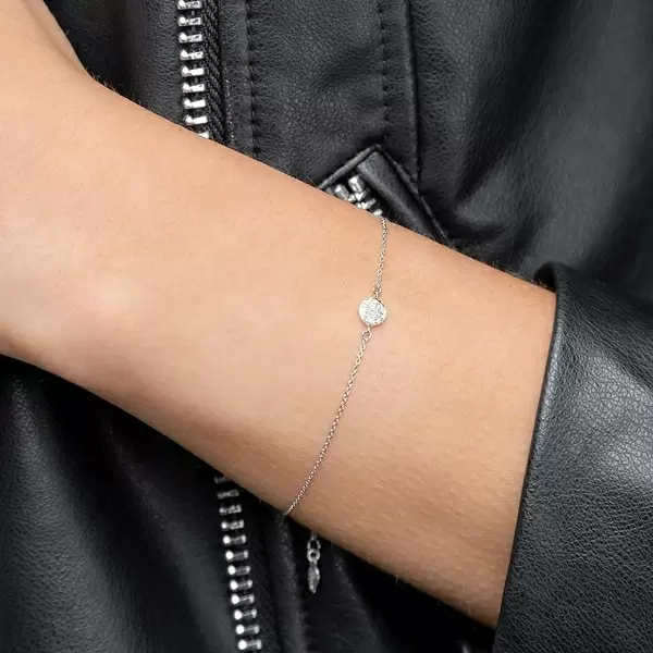Leaf Jewelry Armkette Pavé mit Diamanten, 18 K Weißgold Discount Store für neue Produkte