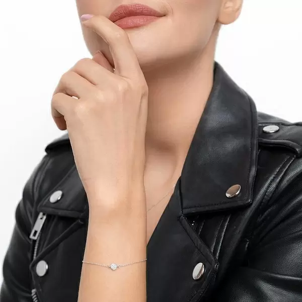 Leaf Jewelry Armkette Pavé mit Diamanten, 18 K Weißgold Discount Store für neue Produkte