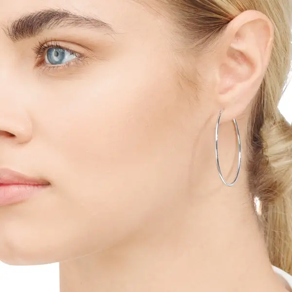 Leaf Jewelry Creole Rund L, 40mm, 14 K Weissgold 50% Rabatt mit kostenlosem Versand