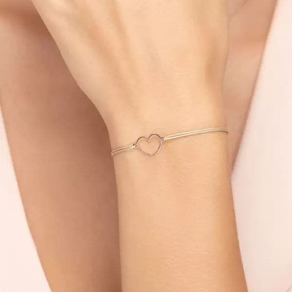 Leaf Jewelry Glücksbändchen GENTLE HEART, 14 K Rosegold, Beige Clearance-Verkauf