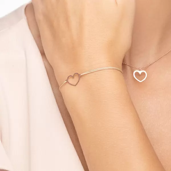 Leaf Jewelry Glücksbändchen GENTLE HEART, 14 K Rosegold, Beige Clearance-Verkauf