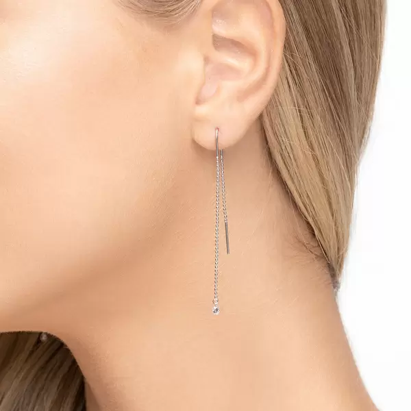 Leaf Jewelry Ohrringe Pure Ball Chain, 14 K Weißgold zollfrei