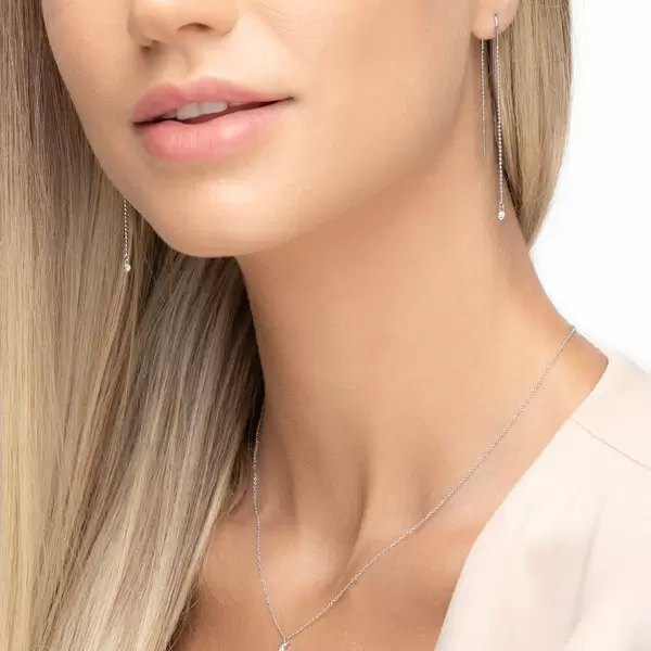 Leaf Jewelry Ohrringe Pure Ball Chain, 14 K Weißgold zollfrei