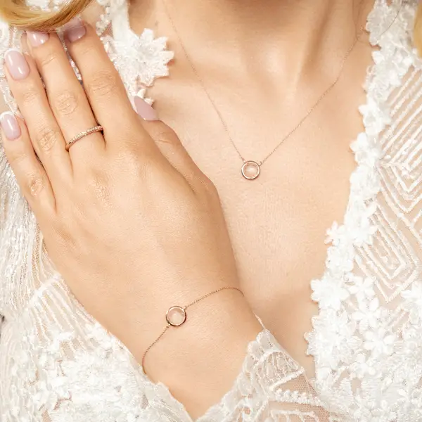 Leaf Jewelry Halskette Rosenquarz, 14 K Roségold Outlet