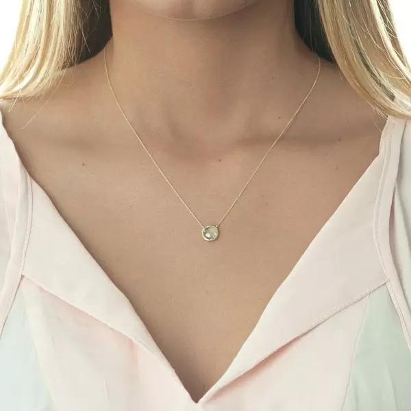 Leaf Jewelry Halskette Grüner Amethyst, 14 K Gelbgold Auslauf