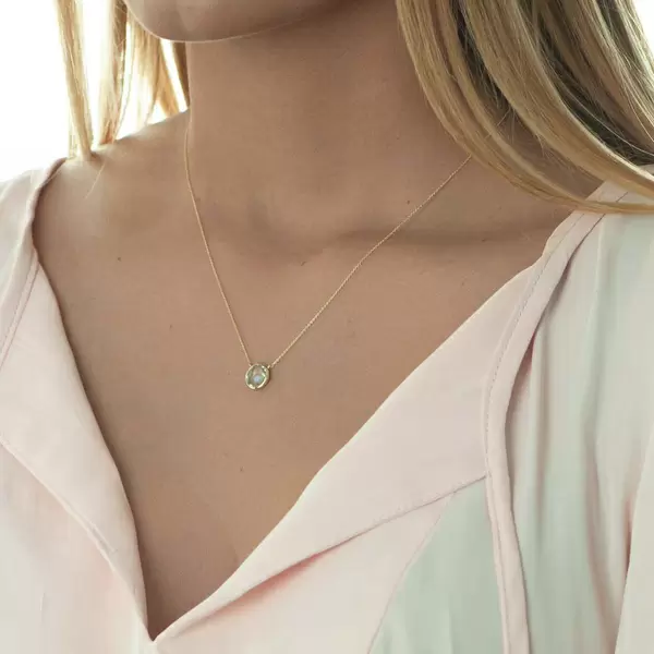 Leaf Jewelry Halskette Grüner Amethyst, 14 K Gelbgold Auslauf