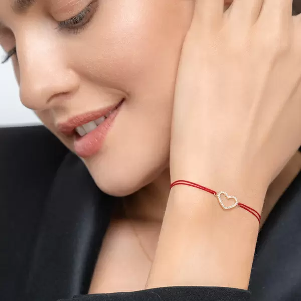 Leaf Jewelry Glückarmband Herz mit Diamanten, 18 K Gelbgold, Beige Verkauf