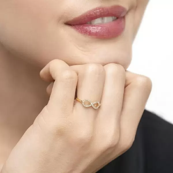 Leaf Jewelry Infinityring mit Diamanten, 18 K Gelbgold im Angebot