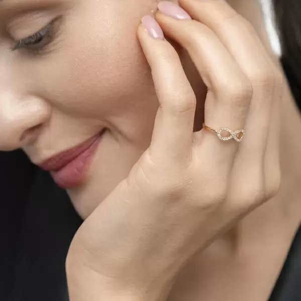 Leaf Jewelry Infinityring mit Diamanten, 18 K Gelbgold im Angebot