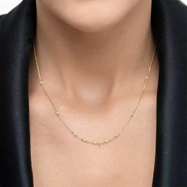 Leaf Jewelry Halskette White Pearls, 14 K Gelbgold Schlussverkauf