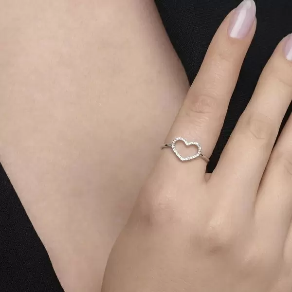Leaf Jewelry Ring Herz mit Diamanten, 18 K Weißgold Blitzverkäufe