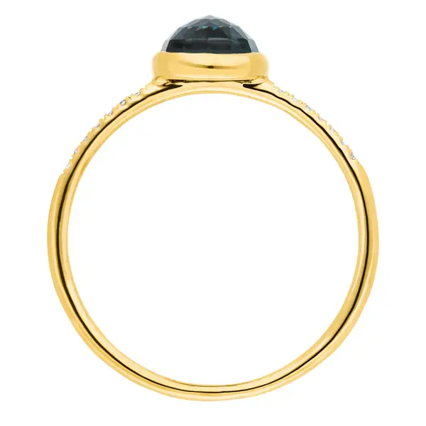 Leaf Jewelry Ring Blue Topas mit Diamanten, 14K Gelbgold Fabrikpreis