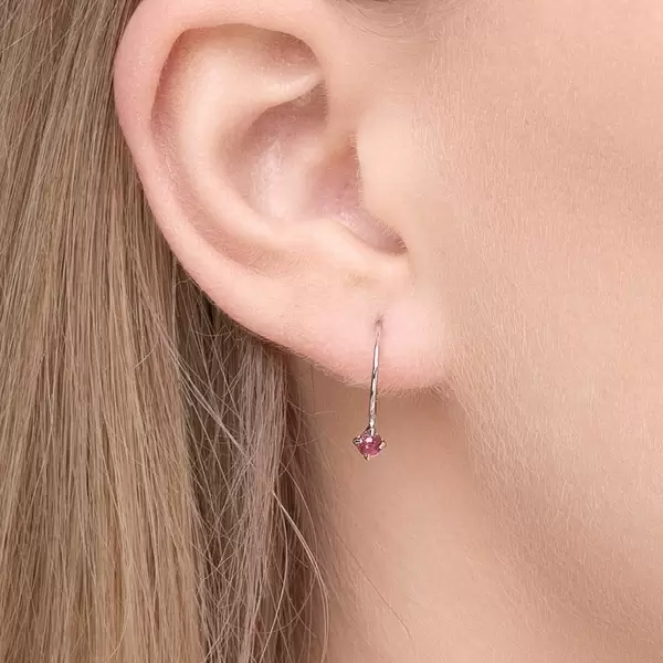 Leaf Jewelry Ohrringe Cabochon, Rubin, 14 K Weißgold Rabatt
