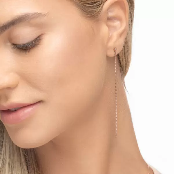 Leaf Jewelry Ohrringe Ball Chain, 14 K Rosegold Flash Sale