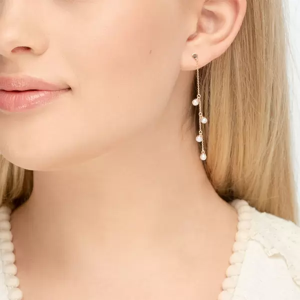 Leaf Jewelry Ohrringe Perle Kette, 14 K Rosegold Weihnachtsangebot