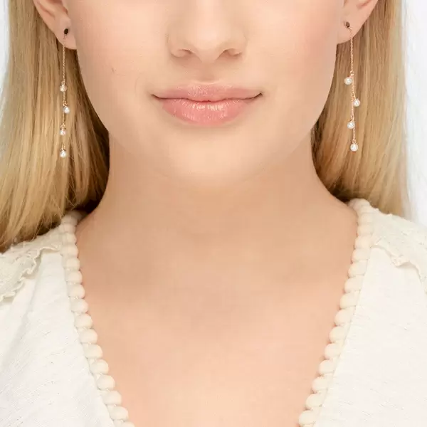 Leaf Jewelry Ohrringe Perle Kette, 14 K Rosegold Weihnachtsangebot