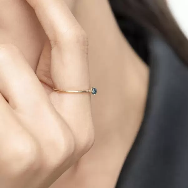 Leaf Jewelry Ring Cabochon, 14 K Gelbgold, Blauer Topas Osterangebot