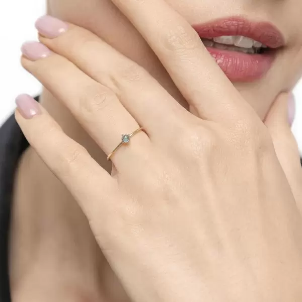 Leaf Jewelry Ring Cabochon, 14 K Gelbgold, Blauer Topas Osterangebot