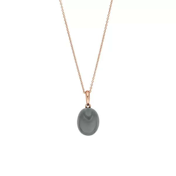 Leaf Jewelry Halskette Cabochon II, 14 K Rosegold, Grauer Mondstein Muttertagsangebot