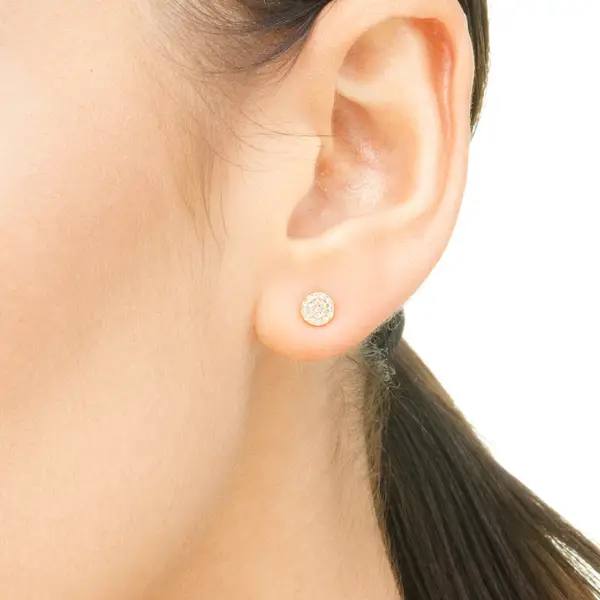 Leaf Jewelry Ohrringe Pavé mit Diamanten, 18 K Gelbgold Valentinstagsangebot