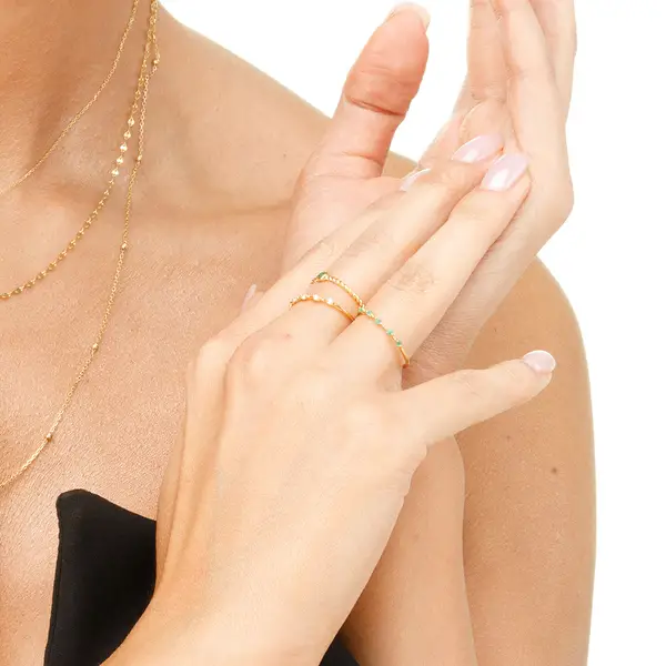 Leaf Jewelry Ring mit 5 Diamanten, 14K Gelbgold Heißer Verkauf