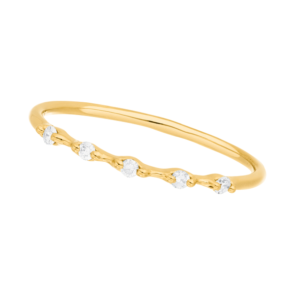Leaf Jewelry Ring mit 5 Diamanten, 14K Gelbgold Heißer Verkauf