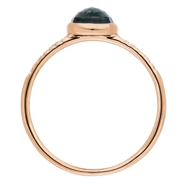 Leaf Jewelry Ring Blue Topas mit Diamanten, 14K Rosegold Neueste Mode