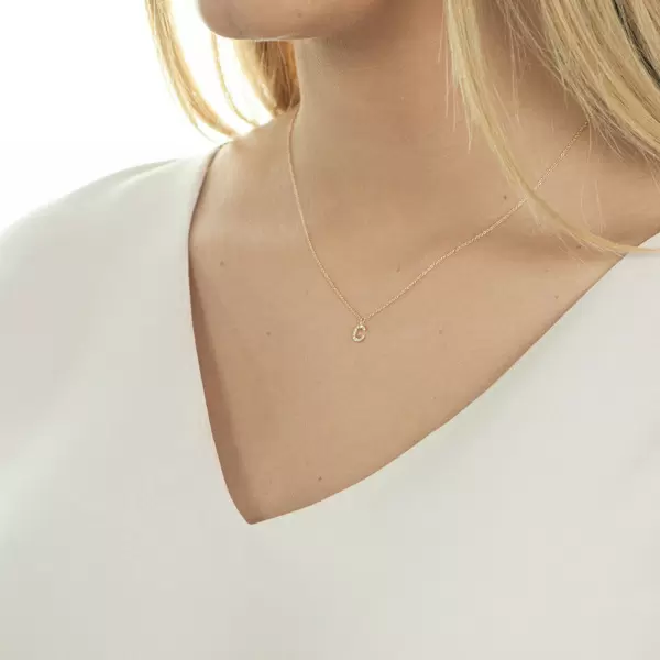 Leaf Jewelry Halskette Letter "C", 14 K Rosegold mit Diamanten Online Outlet