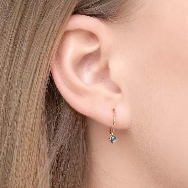 Leaf Jewelry Ohrringe Cabochon, Blaue Topas, 14 K Gelbgold Blitzangebot