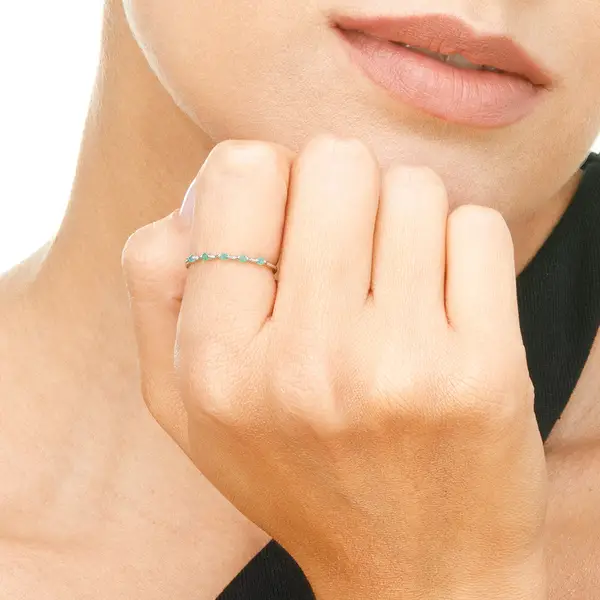 Leaf Jewelry Ring mit 5 Smaragden, 14K Weißgold VIP-Rabatte