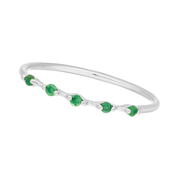 Leaf Jewelry Ring mit 5 Smaragden, 14K Weißgold VIP-Rabatte