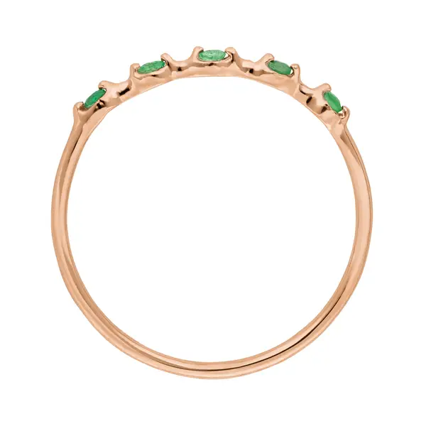 Leaf Jewelry Ring mit 5 Smaragden, 14K Rosegold Tiefpreis