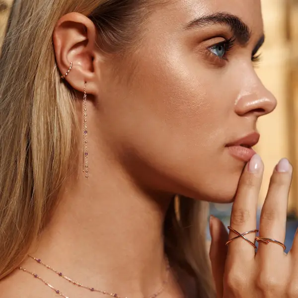 Leaf Jewelry Ohrhänger Flying Gems, Grüner Achat, 18 K Rosegold vergoldet Wochenangebot