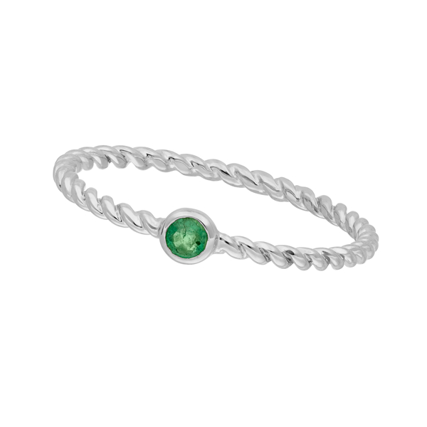 Leaf Jewelry Ring Twist Smaragd, 14K Weißgold Begrenzte Freigabe