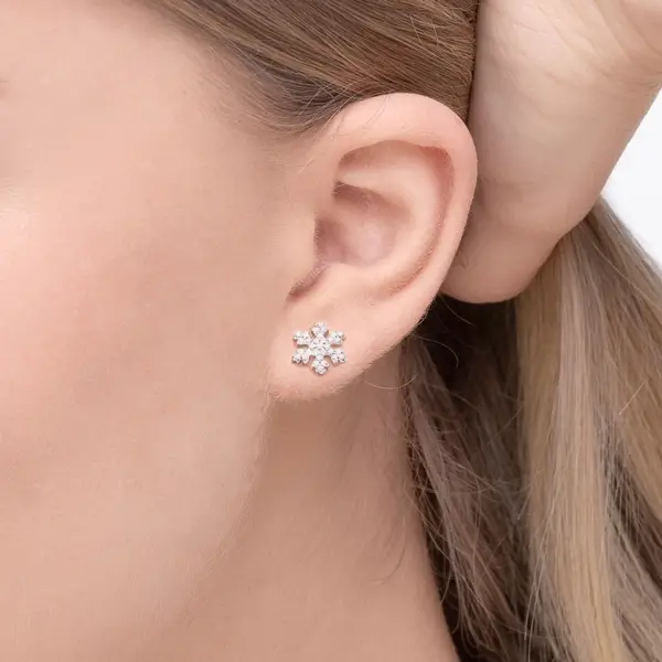 Leaf Jewelry Ohrstecker Snowflake, 18 K Rosegold vergoldet Kostenloser Versand international