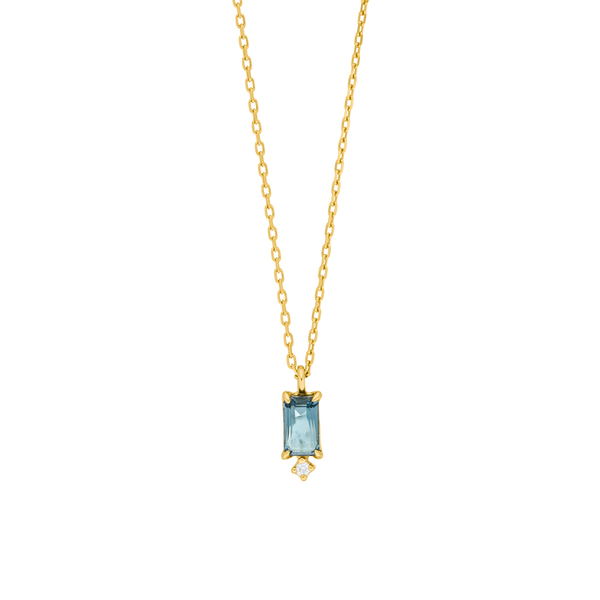Leaf Jewelry Halskette London Blue Topas, 14K Gelbgold Begrenzt auf 3 Tage
