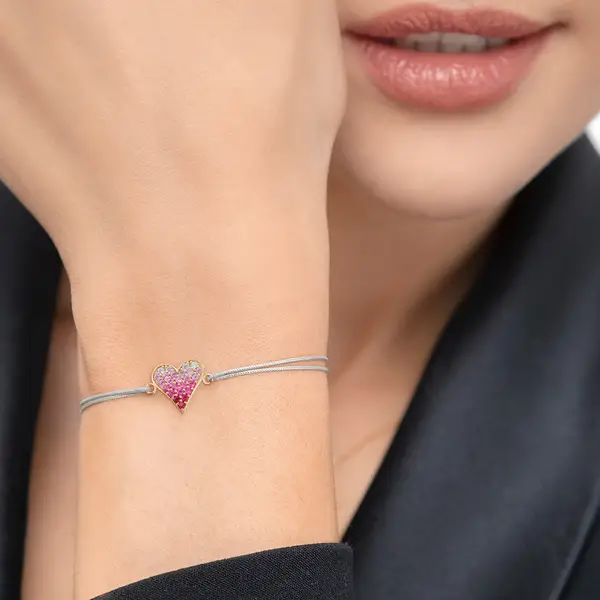 Leaf Jewelry Glücksarmband Pink Valentine, 18 K Gelbgold vergoldet, Fuchsia Rabatte dieses Monats