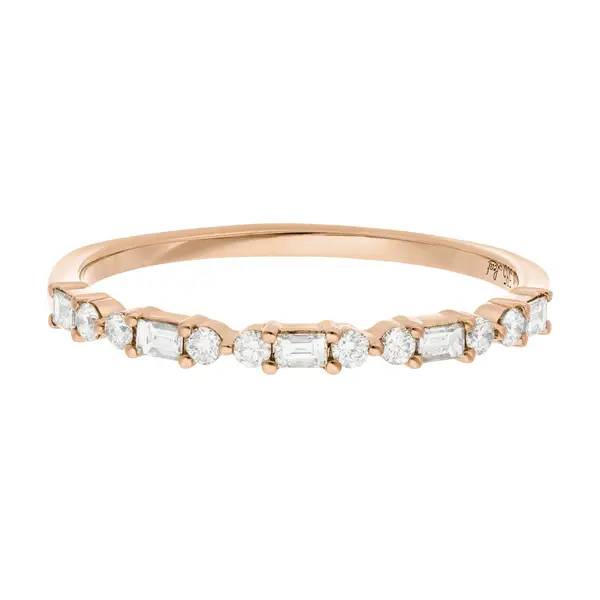 Leaf Jewelry Ring mit Baguette Diamanten, 14K Rosegold Verkauf