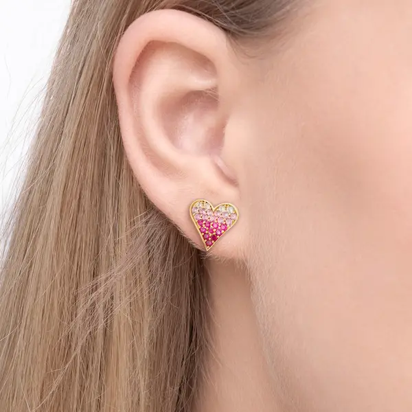 Leaf Jewelry Ohrstecker Pink Valentine, 18 K Gelbgold vergoldet Preisnachlass