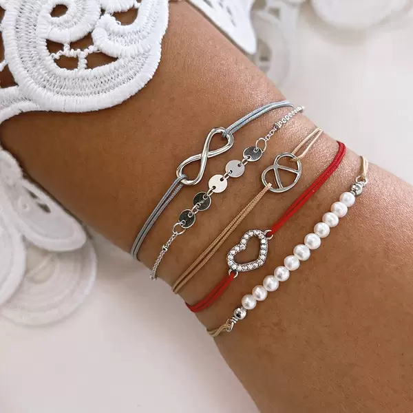 Leaf Jewelry Glücksbändchen "Brezn", 18 K Gelbgold vergoldet, Beige Tägliche Deals