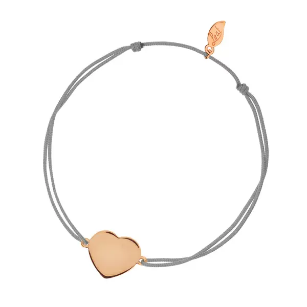 Leaf Jewelry Glücksbändchen Heart-Disc, matt, Roségold vergoldet, grau Bis zu 65% Rabatt