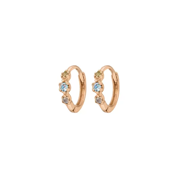 Leaf Jewelry Creole Three Gems, Blauer Topas, 18 K Rosegold vergoldet Nur für heute