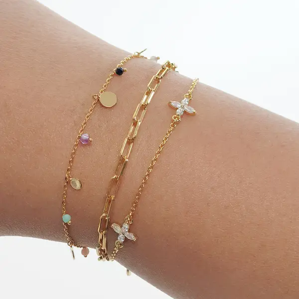 Leaf Jewelry Armkette Leaf Flower Charms, 18 K Gelbgold vergoldet Discount Store für neue Produkte