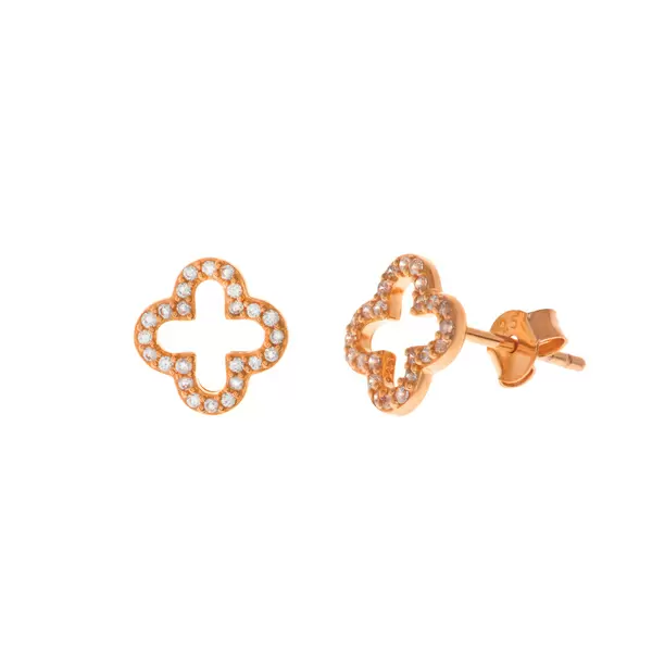 Leaf Jewelry Ohrstecker Kleeblatt mit Zirkonia, 925 Sterlingsilber Kostenloser Versand international