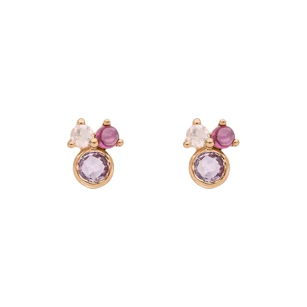 Leaf Jewelry Ohrstecker Three Gems, Amethyst, 18 K Rosegold vergoldet Begrenzt auf 3 Tage