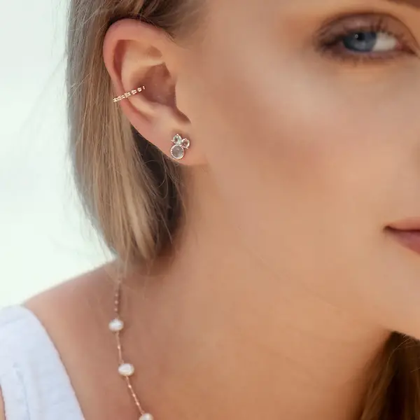 Leaf Jewelry Ohrstecker Three Gems, Amethyst, 18 K Rosegold vergoldet Begrenzt auf 3 Tage