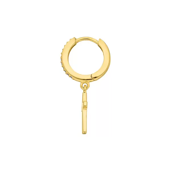 Leaf Jewelry Single Creole CROSS/Zirkonia, 18 K Gelbgold vergoldet 50% Rabatt für begrenzte Zeit