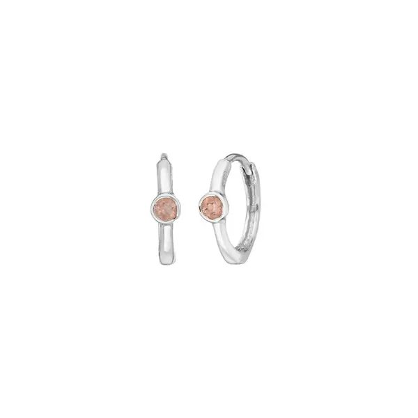 Leaf Jewelry Creole One Gem, Rosenquarz, 925 Sterlingsilber